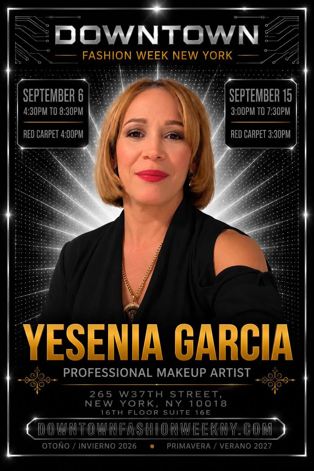 Downtown Fashion Week New York flyer — Yesenia Garcia, Professional Makeup Artist